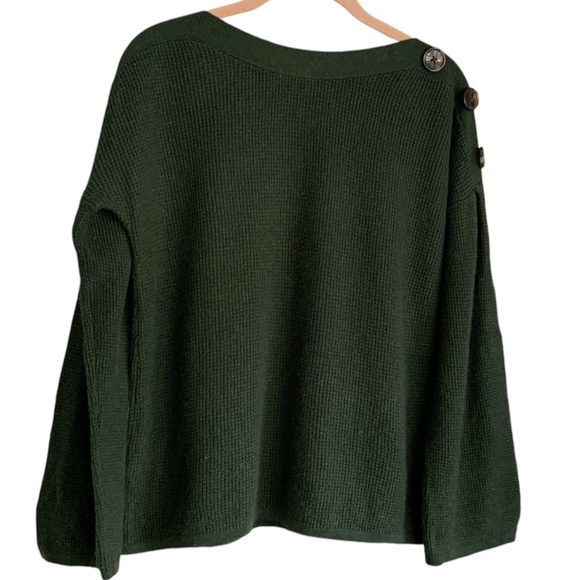 Anthropologie Moth Cashmere Blend Kelly Green Boatneck Sweater Sz S - Picture 1 of 10